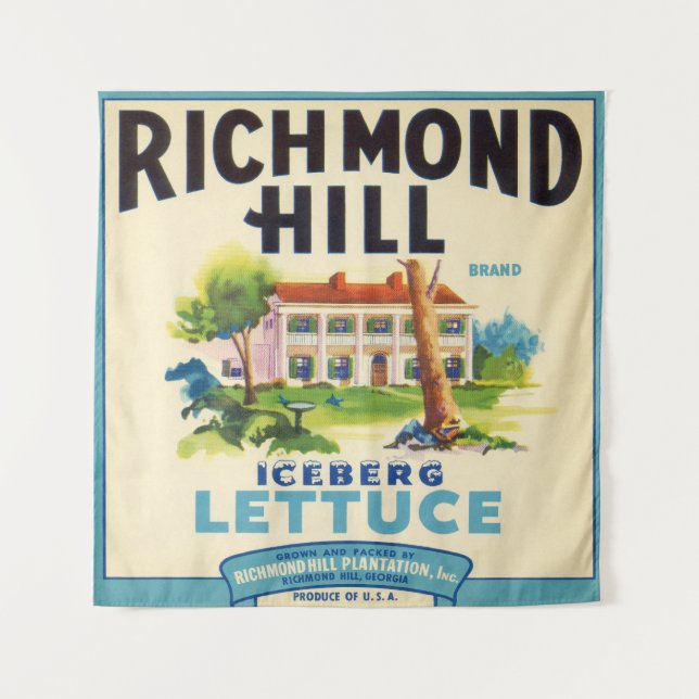 Restored Richmond Hill Lettuce Crate Label  Tapestry (Front)