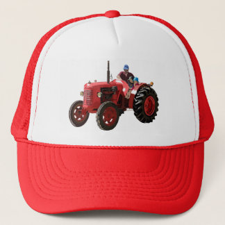 restored vintage red tractor trucker hat
