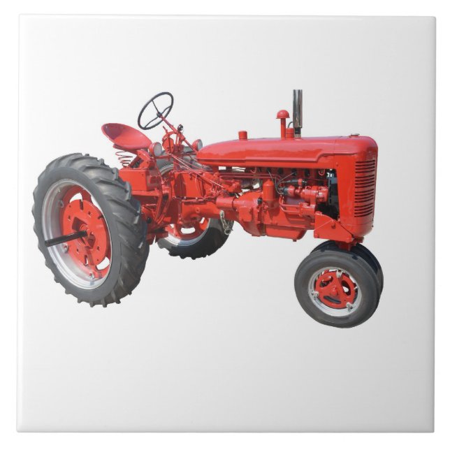 Restored Vintage Tractor Ceramic Tile (Front)