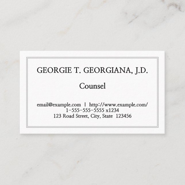 Restrained and Plain Counsel Business Card (Front)