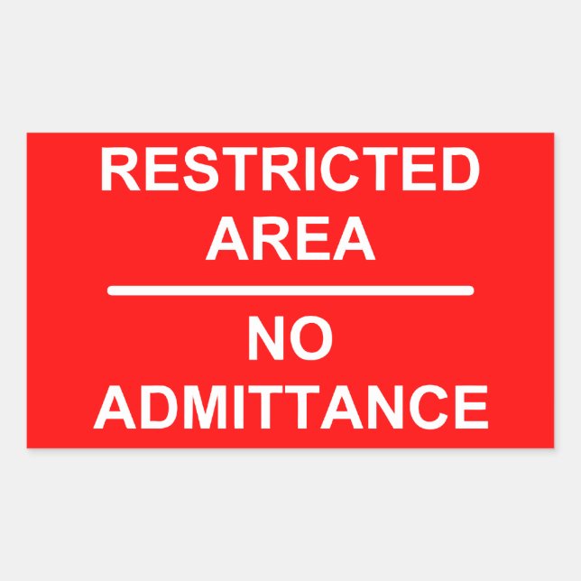 Restricted Area No Admittance Rectangular Sticker (Front)
