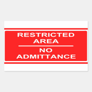 Restricted Area No Admittance Rectangular Sticker