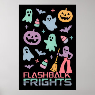 Restro Halloween Pattern   80s Poster