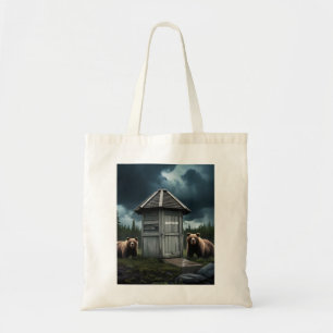 Restroom – Bear Outhouse Camping Tote Bag