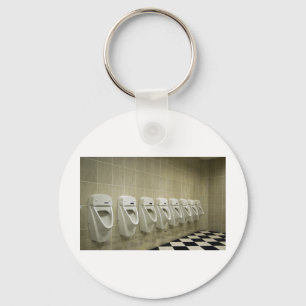 restroom interior with urinal row key ring