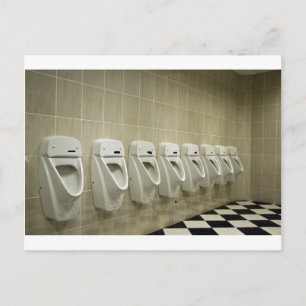 restroom interior with urinal row postcard