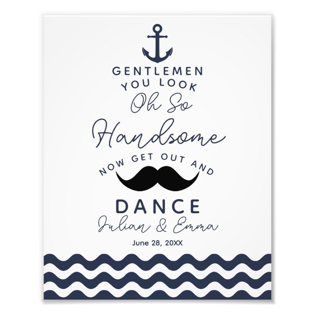 Restroom mens bathroom wedding sign navy (Front)