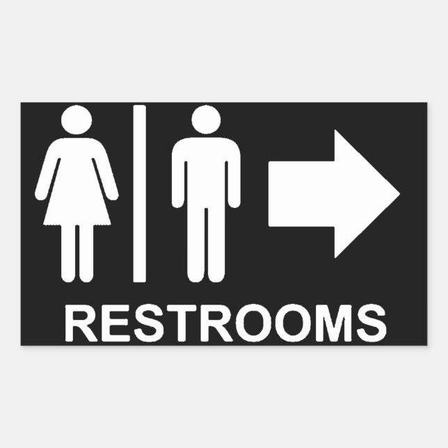 Restroom sign arrow rectangular sticker (Front)