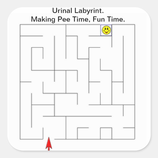Restroom Urinal Labyrinth Square Sticker (Front)