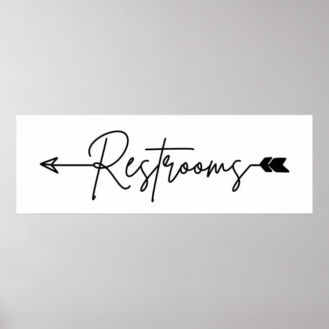 Restrooms direction sign left, party arrow Poster (Front)