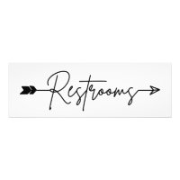 Restrooms direction sign right, party arrow Poster