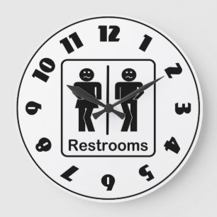 Restrooms Sign Clock