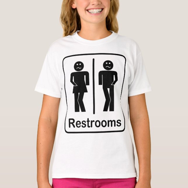 Restrooms Sign Girls T-Shirt (Front)
