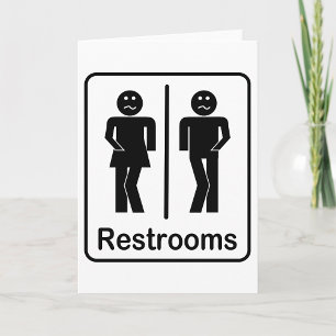 Restrooms Sign Greeting Cards