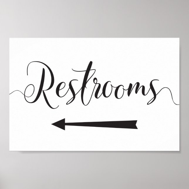 Restrooms Sign Wedding Directions Left Arrow (Front)