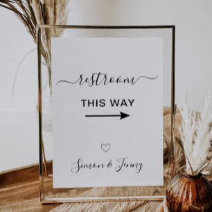 Restrooms This Way Wedding Sign Invitation