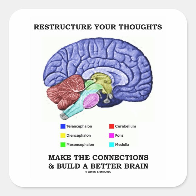 Restructure Your Thoughts Make The Connections Square Sticker (Front)