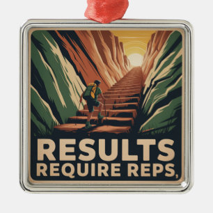 Results Require Reps Metal Ornament