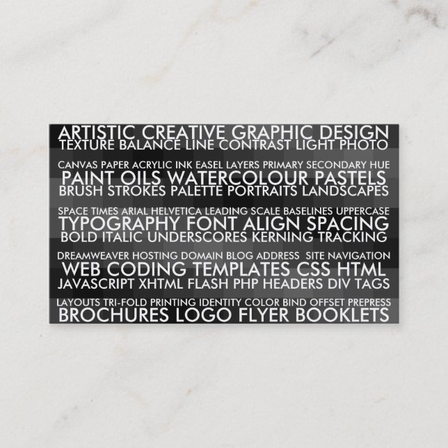 Resume Style - Black Business Card (Front)
