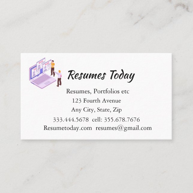 Resumes and Portfolio Writer Business Card (Front)