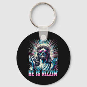 Resurrection Funny Easter Rizz He Is Rizzin Jesus Key Ring