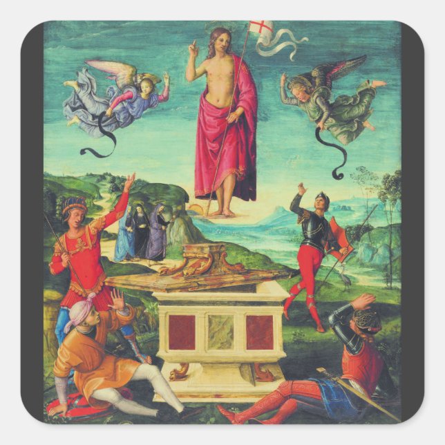 Resurrection of Jesus Christ by Raphael Square Sticker (Front)