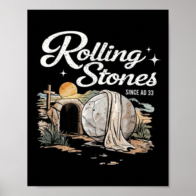 Resurrection Stone Graphic Design With Cross  Poster (Front)