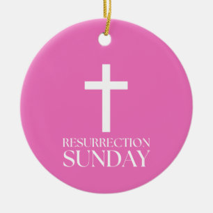 Resurrection Sunday Cross Christian Easter Ceramic Ornament
