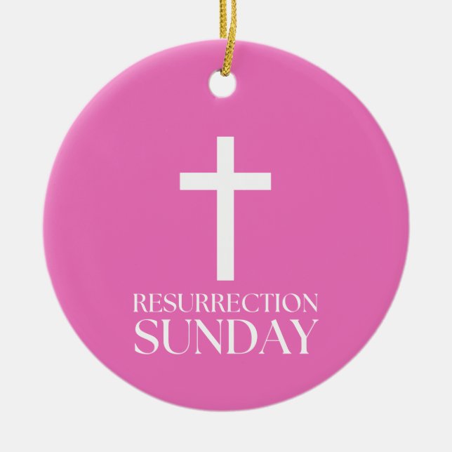 Resurrection Sunday Cross Christian Easter Ceramic Ornament (Front)