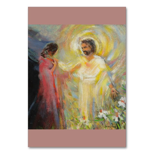Resurrection with Mary Magdalene Prayer Card (Front)