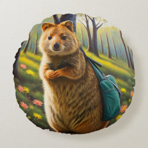 Retail Adventures: Mama Quokka Goes Shopping Round Cushion
