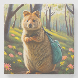 Retail Adventures: Mama Quokka Goes Shopping Stone Coaster