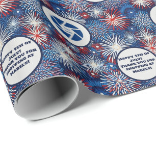 Retail Business 4th of July Fireworks Logo Text  Wrapping Paper