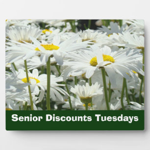 Retail Counter Plaque Senior Discounts Daisies