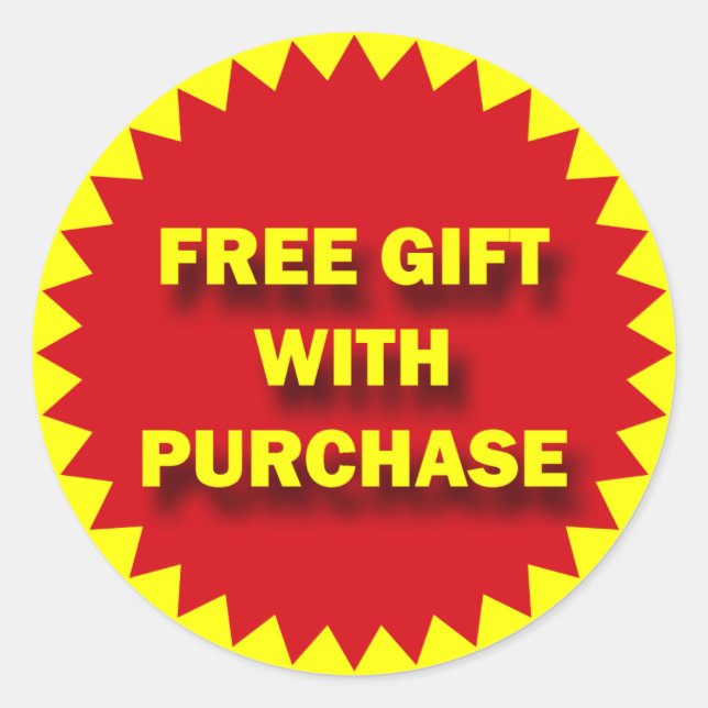 RETAIL SALE BADGE - FREE GIFT WITH PURCHASE CLASSIC ROUND STICKER (Front)