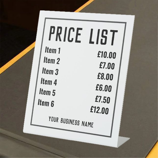 Retail Shop Price List Pedestal Sign (Creator Uploaded)