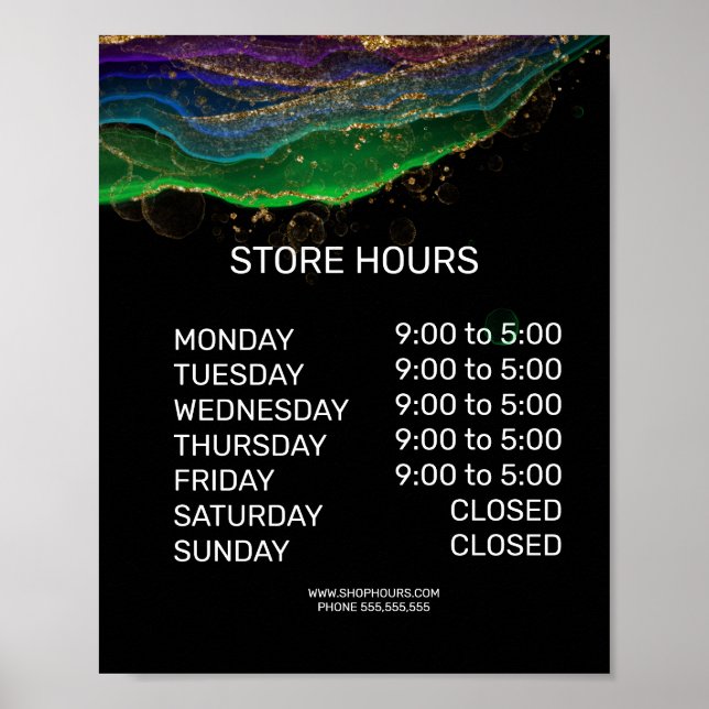 Retail store opening times sign (Front)