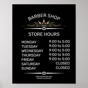 Retail store opening times sign