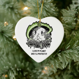 Rethink Reduce Reuse Recycle Save Earth Ceramic Ornament