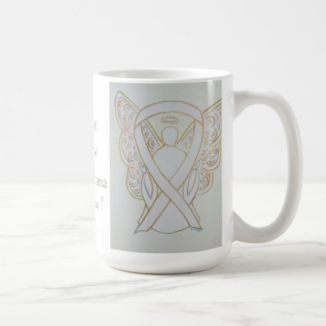 Retinoblastoma Awareness Ribbon Angel Custom Mug (Right)