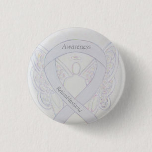 Retinoblastoma White Awareness Ribbon Angel Pin