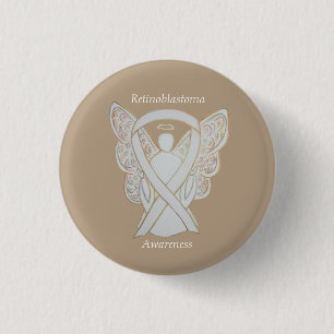 Retinoblastoma White Awareness Ribbon Angel Pin
