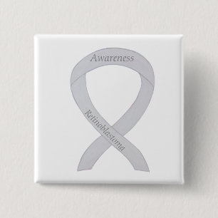 Retinoblastoma White Awareness Ribbon Custom Pin
