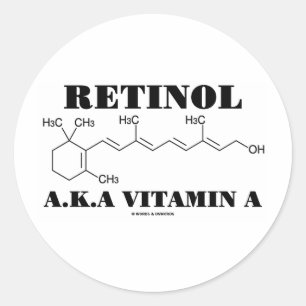 Retinol A.K.A. Vitamin A (Retinol Molecule) Classic Round Sticker