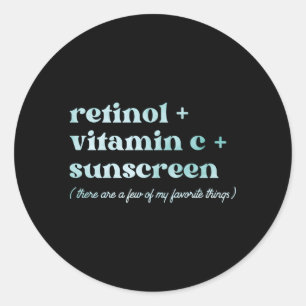 Retinol Vitamin C And Sunscreen Aesthetic Aestheti Classic Round Sticker