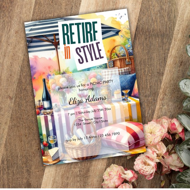 Retire In Style I Elevated Picnic Retirement Party Invitation (Creator Uploaded)
