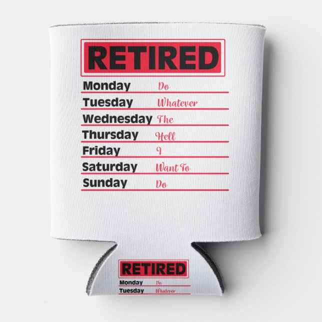 Retired 2020 Schedule Retirement Gifts Can Cooler (Front)
