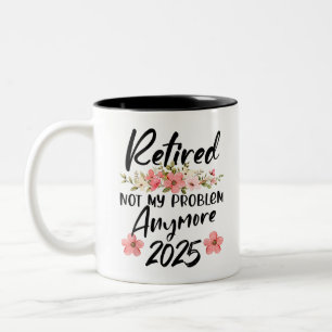 Retired 2025 Retirement Men Women Humour Two-Tone Coffee Mug
