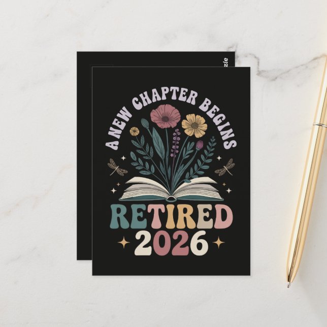 Retired 2026 A New Chapter Begins Postcard (Front/Back In Situ)