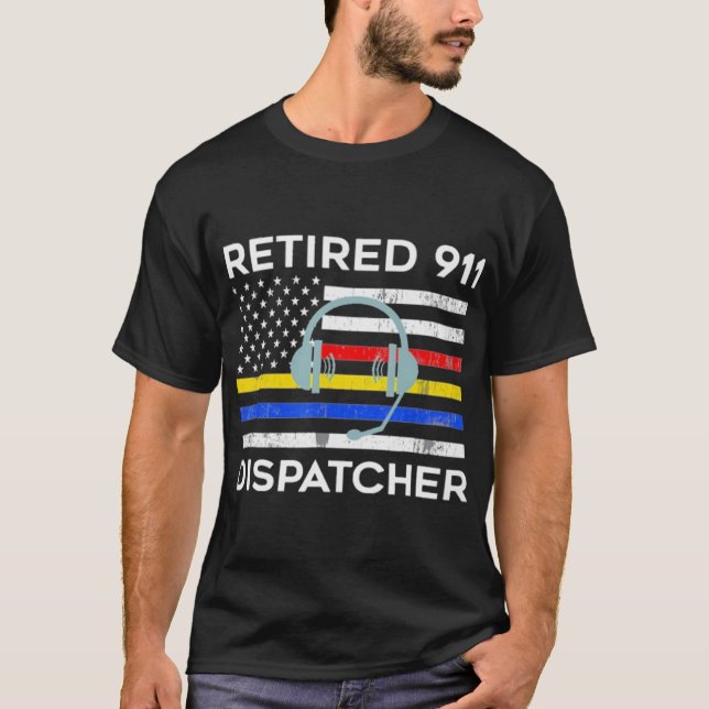 Retired 911 Dispatcher Flag T-Shirt (Front)